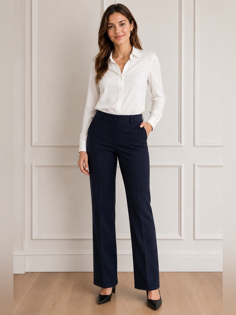 BR Martin Fit Navy Blue Career Dress Pants Women’s 10P Trouser Workwear Office‎